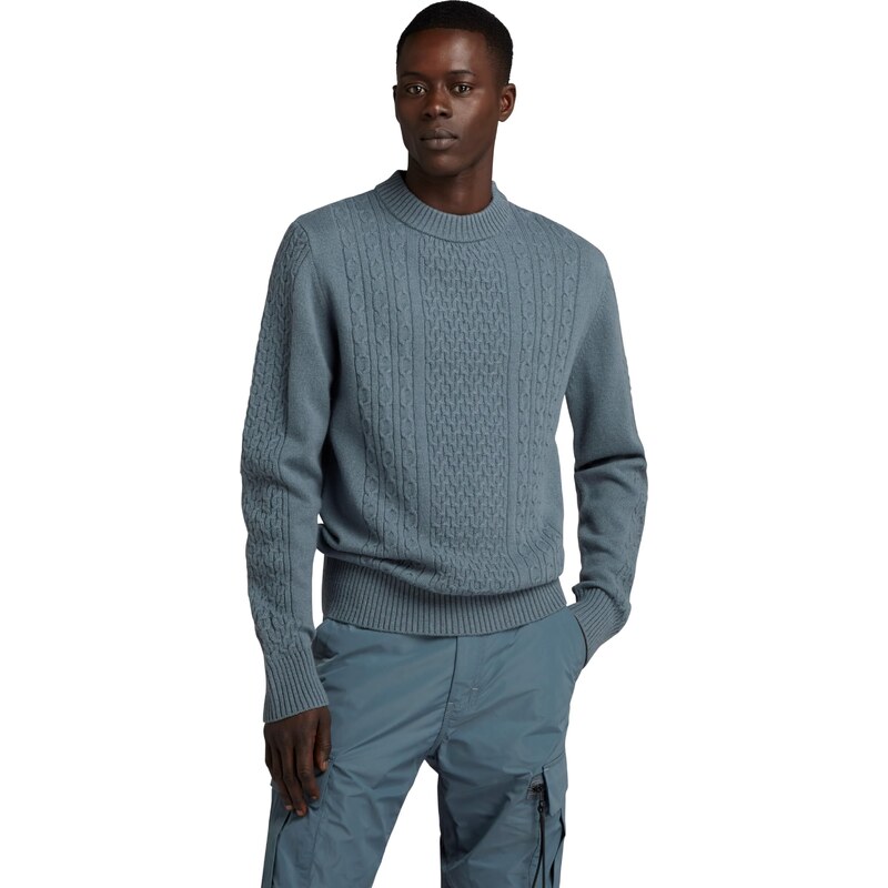 G-STAR RAW Herren Cable Knitted Pullover, Grau (axis D23939-D447-5781), L
