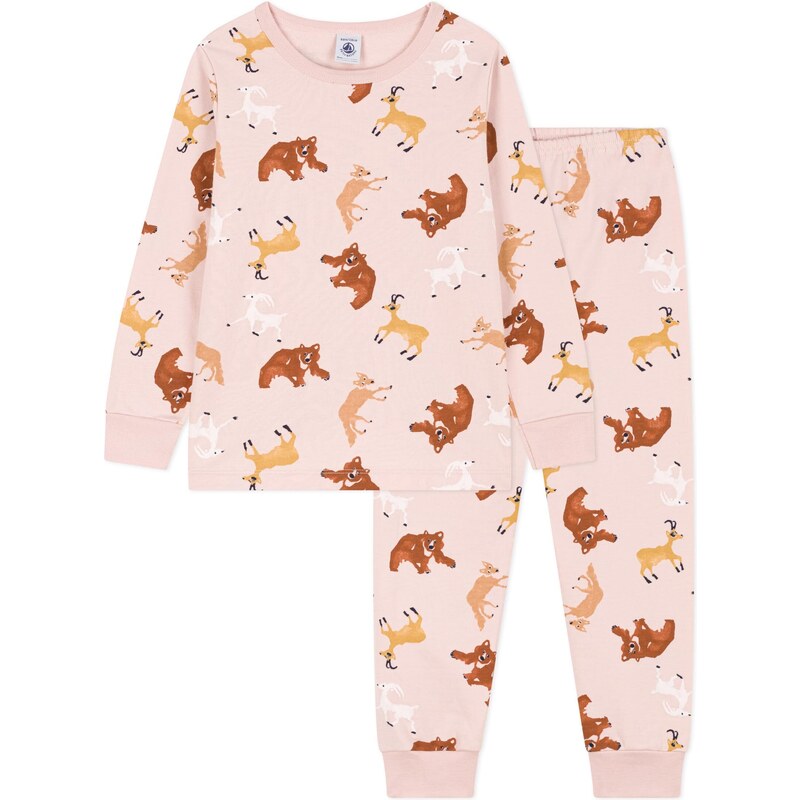 Petit Bateau Unisex-Kinder Pyjama, Rosa Saline / Mehrfarbig, 6 Jahre