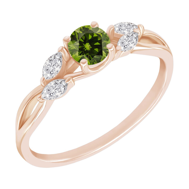 Eppi Verlobungsring mit grünem Diamanten und Lab Grown Diamanten in Marquise Form Halym