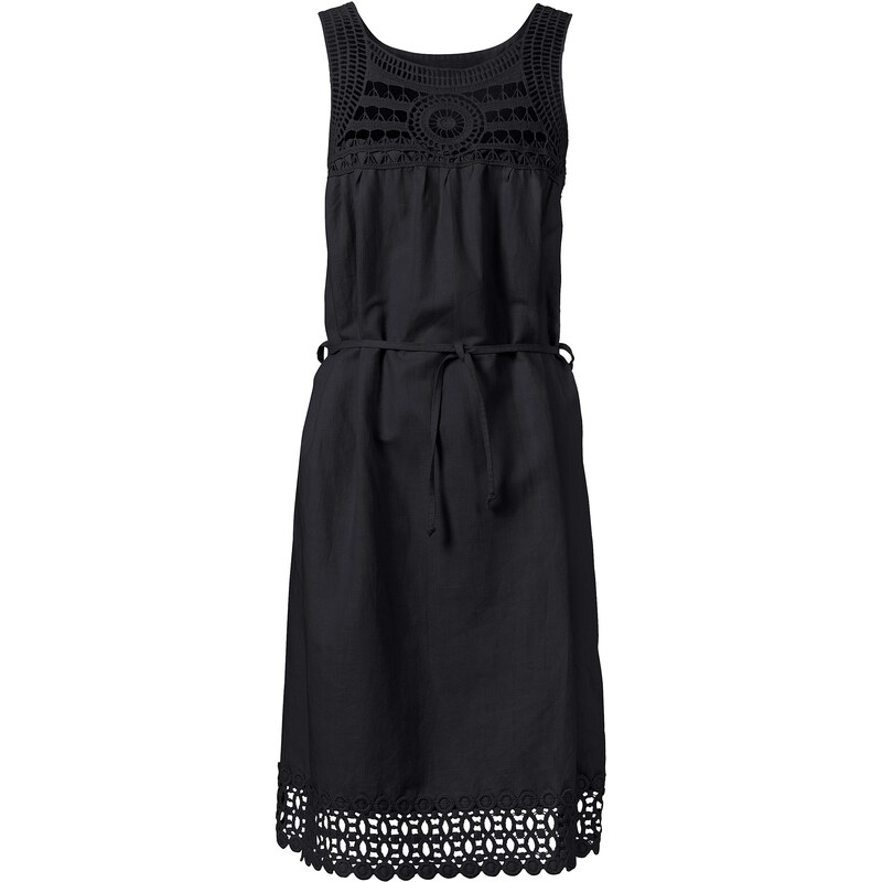 RAINBOW Kleid mit Leinenanteil ohne Ärmel in schwarz von bonprix
