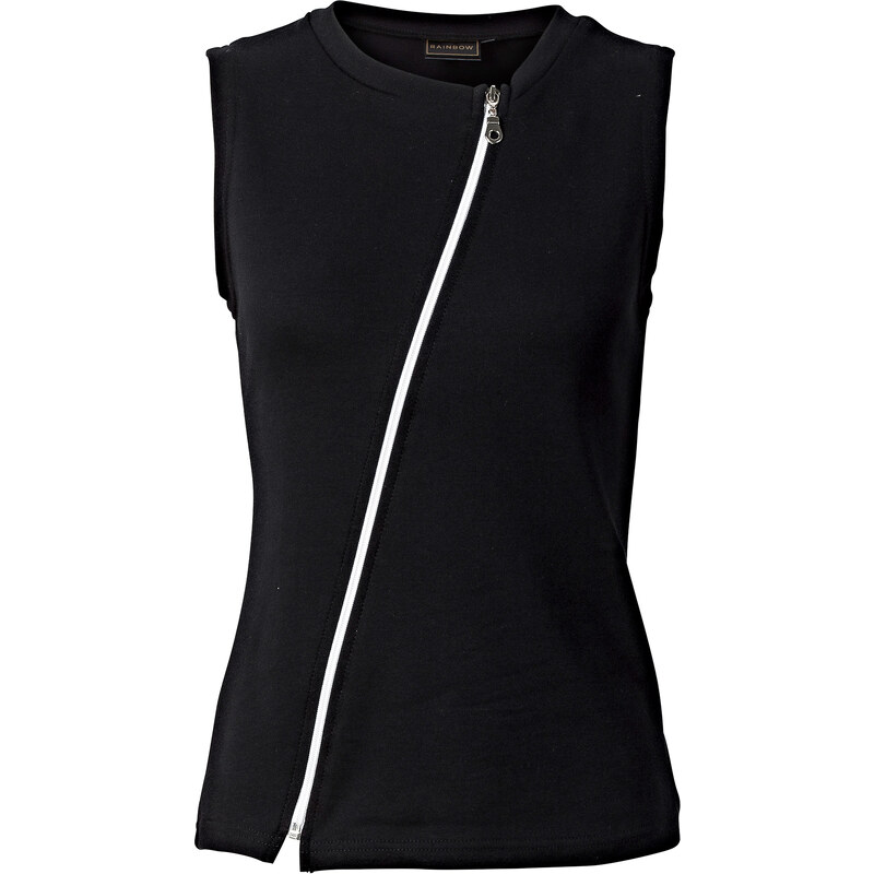 RAINBOW Shirttop mit Reißverschluss ohne Ärmel in schwarz für Damen von bonprix