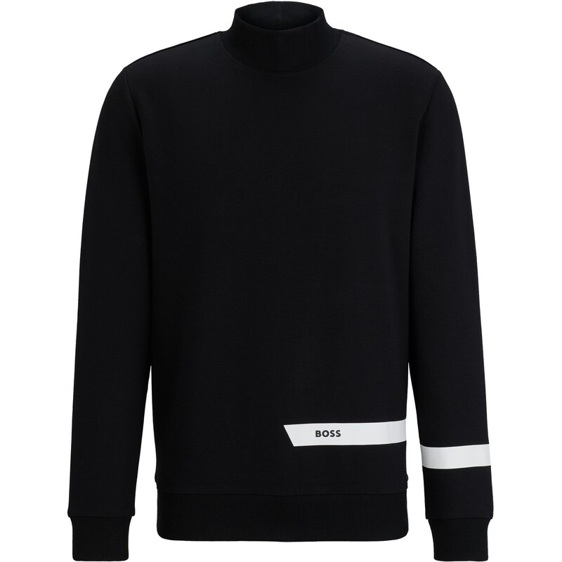 BOSS Herren Salbock 1 Sweatshirt aus Baumwoll-Mix mit grafischem Logo-Streifen Schwarz XXL