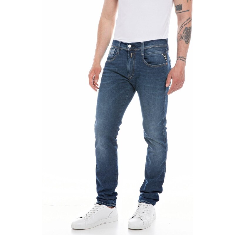 Replay Herren Jeans Anbass Slim-Fit Hyperflex mit Stretch, Blau (Dark Blue 007), 29W / 30L