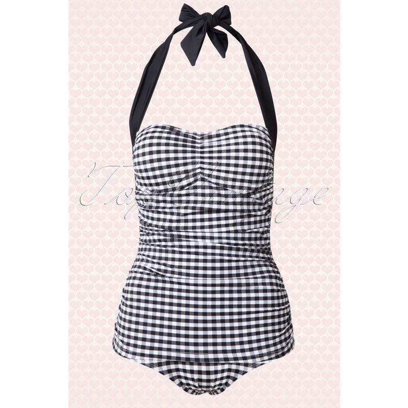 Bunny 50s Elsie Gingham Swimsuit in Black and White