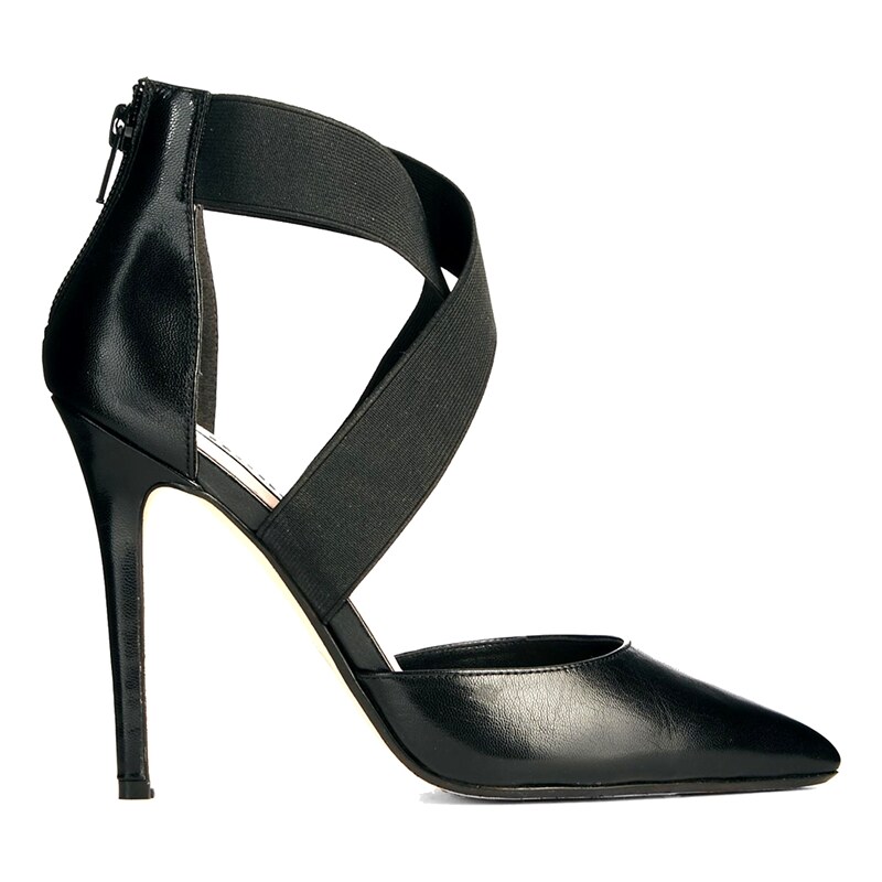 Dune Demie Black Pointed Strappy Court Shoes