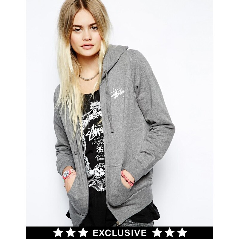 Stussy Zip Up Hoodie With Back Logo Exclusive To ASOS