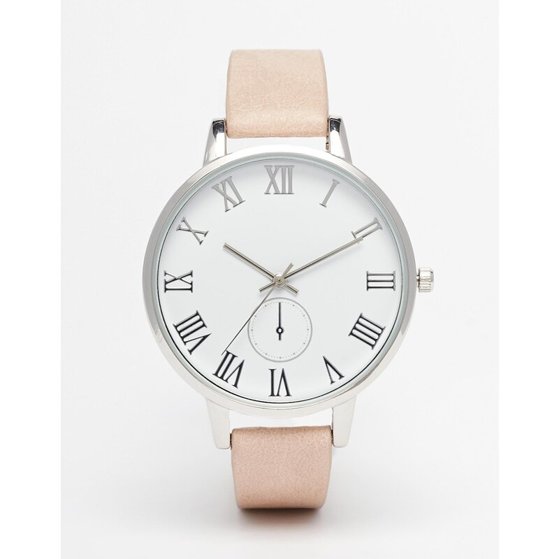 ASOS - Uhr mit texturiertem Armband und kleinem Zifferblatt - Rosa