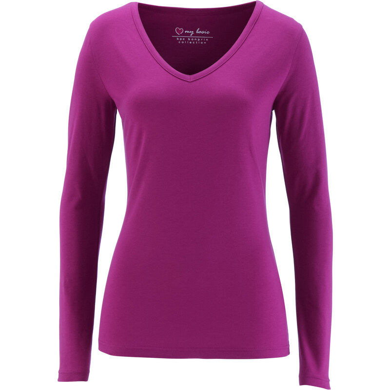 bpc bonprix collection V-Ausschnitt-Shirt Langarm in lila für Damen von bonprix