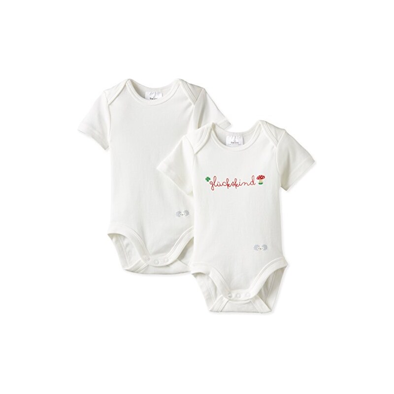 Twins Unisex Baby - Body Kurzarm "Glückskind", 2er Pack