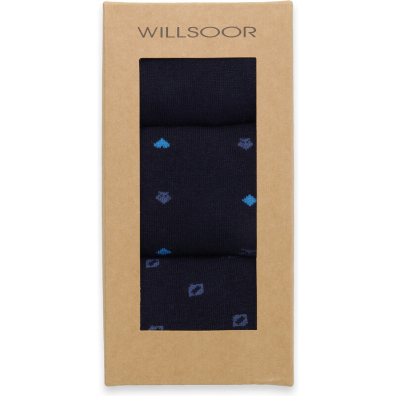Willsoor Herrensocken Set dunkelblau mit blauem Print 16023