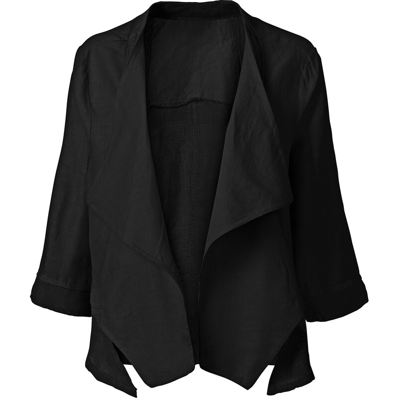 RAINBOW Jacke mit Leinenanteil 3/4 Arm in schwarz für Damen von bonprix