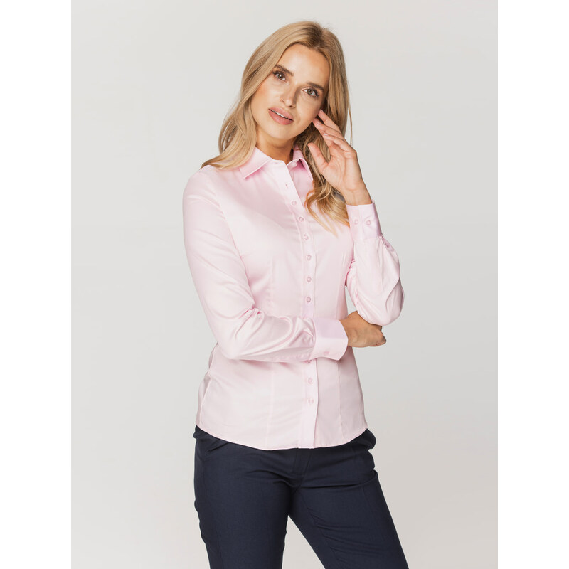 Damen Langarm-Blusen Willsoor rosa glatt
