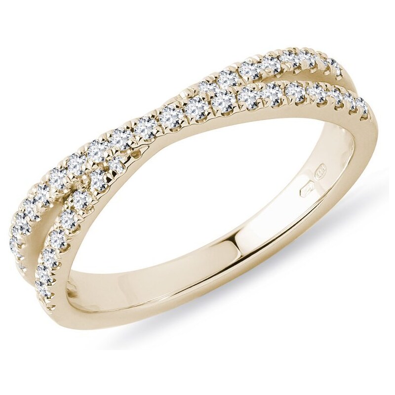 Crossover Ehering mit Diamanten in Gelbgold KLENOTA R0928203
