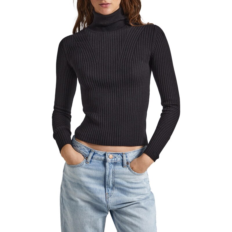 Pepe Jeans Damen Dalia Rolled Collar Pullover Sweater, Black (Black), XS