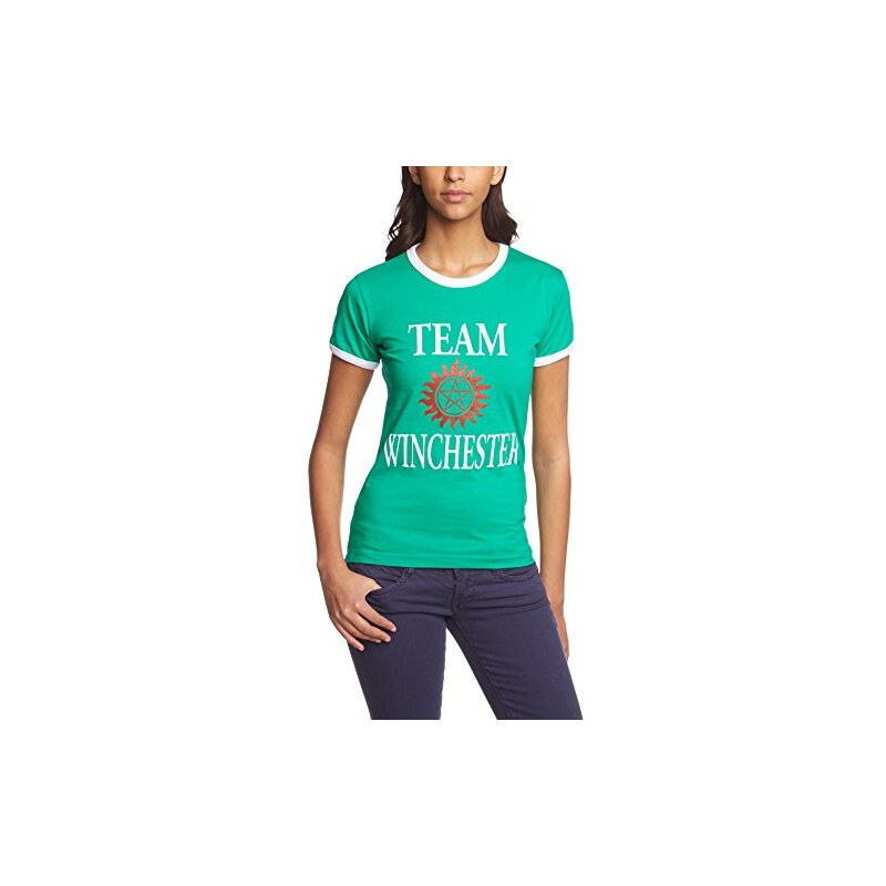 Touchlines Damen Kontrast T-Shirt Team Winchester Bros Luzifer Girlie Ringer