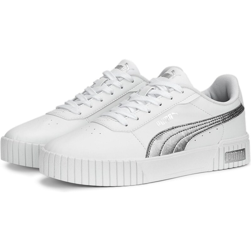 PUMA Damen Carina 2.0 Space Metallics Sneaker, White-Matte Silver Silver, 37 EU