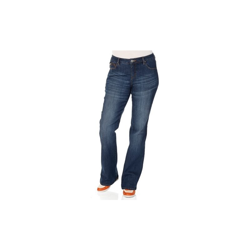 SHEEGO DENIM Damen Denim Bootcut-Stretch-Jeans im Used-Look blau 40,42,44,46,48,50,52,54,56,58