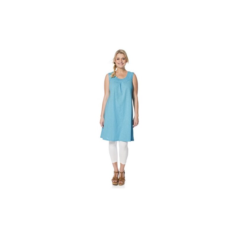 Damen Casual Shirtkleid mit Smok-Einsatz SHEEGO CASUAL blau 40,42,48,50,54,56