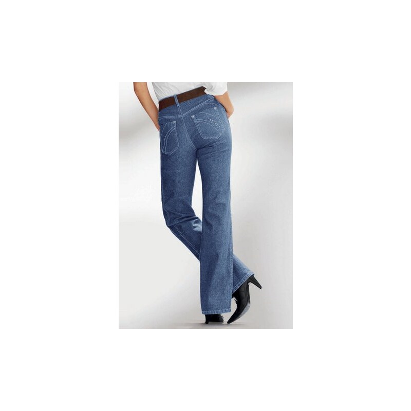 Damen Lady Jeans mit streckenden Ziernähte an den Seiten LADY blau 36,38,40,42,44,46,48,50,52,54
