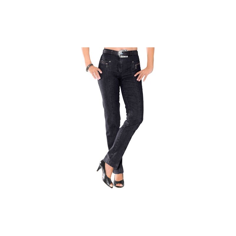 Damen Jeans mit optisch streckenden Ziernähte STEHMANN schwarz 19,20,21,22,23,24,25