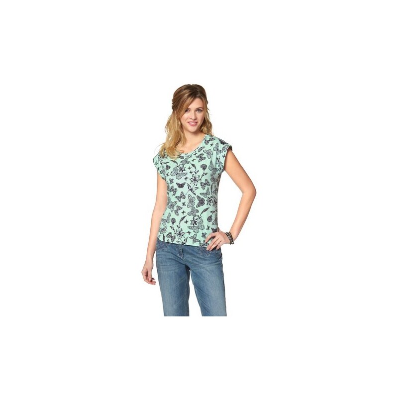 Damen Shirt mit Schmetterlingsdruck Cheer grün 34,36,38,40,42,44,46