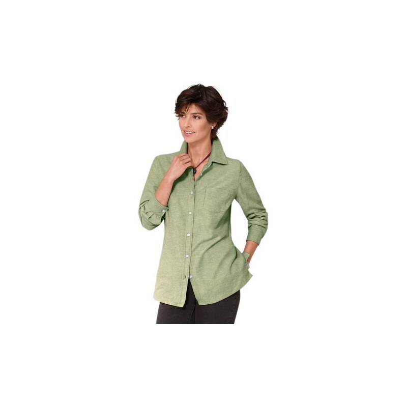 CLASSIC BASICS Damen Classic Basics Bluse in weich angerauter Flanell-Qualität grün 38,40,42,44,46,48,50,52,54