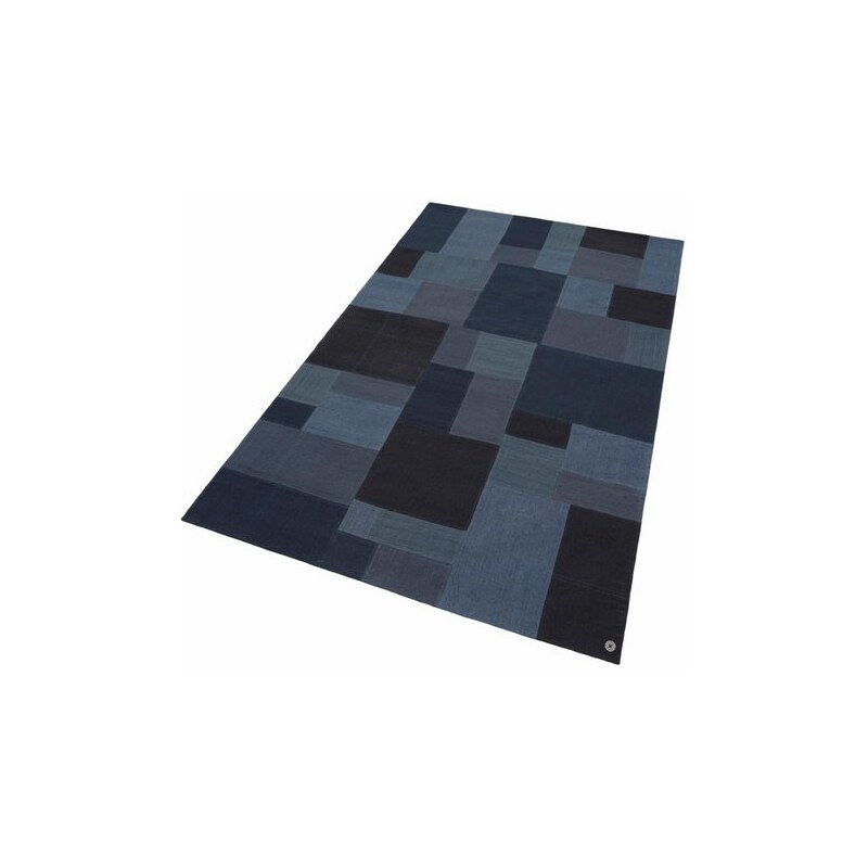 Tom Tailor Teppich Patch Denim handgewebt reine Schurwolle blau 1 (B/L: 50x80 cm),2 (B/L: 65x135 cm),3 (B/L: 85x155 cm),5 (B/L: 160x230 cm),6 (B/L: 190x290 cm)