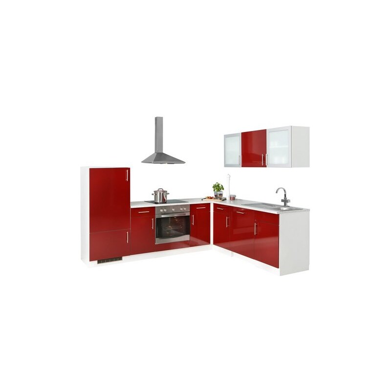 Baur Winkelküche mit E-Geräten Celle Stellbreite 260 / 220 cm rot