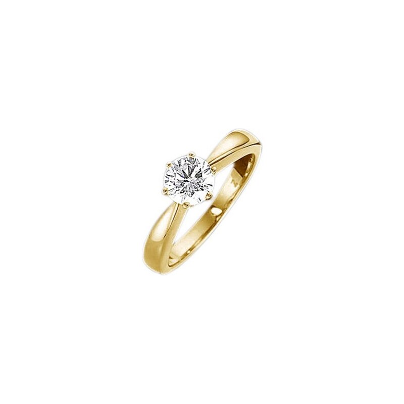 firetti Ring Diamant: Solitaire Verlobungsring / Vorsteckring, Gelbgold