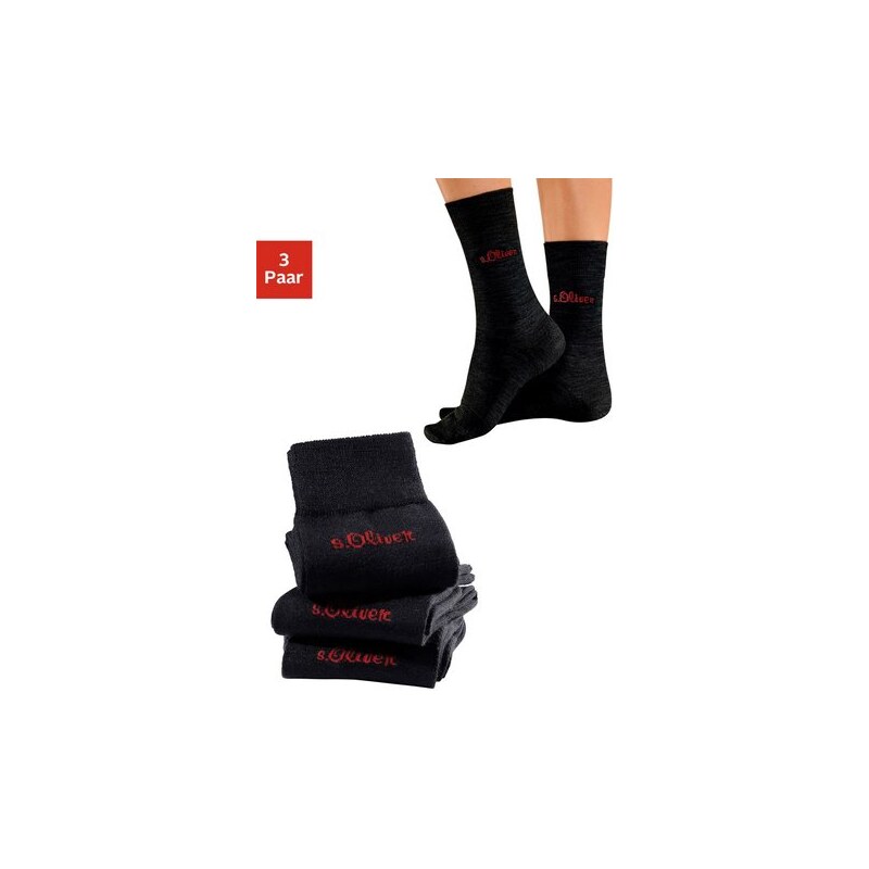 S.OLIVER RED LABEL RED LABEL Bodywear Socken (3 Paar) außen mit Wolle Made in Germany schwarz 35-38,39-42