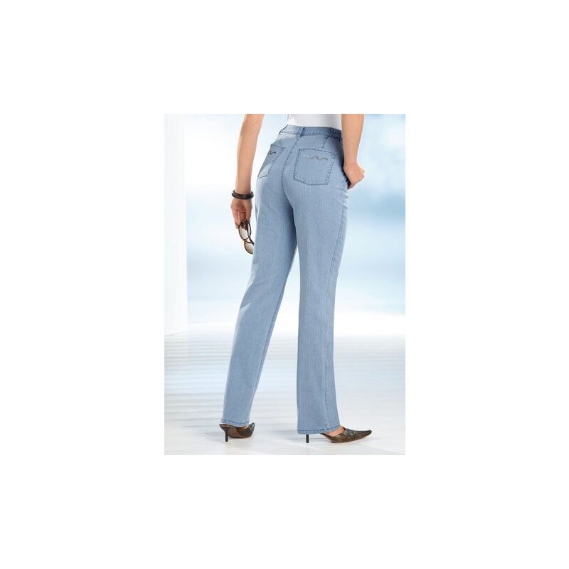 CLASSIC BASICS Damen Classic Basics Jeans mit Glitzersteinchen in Wellenform blau 38,40,42,44,46,48,50,52,54,56