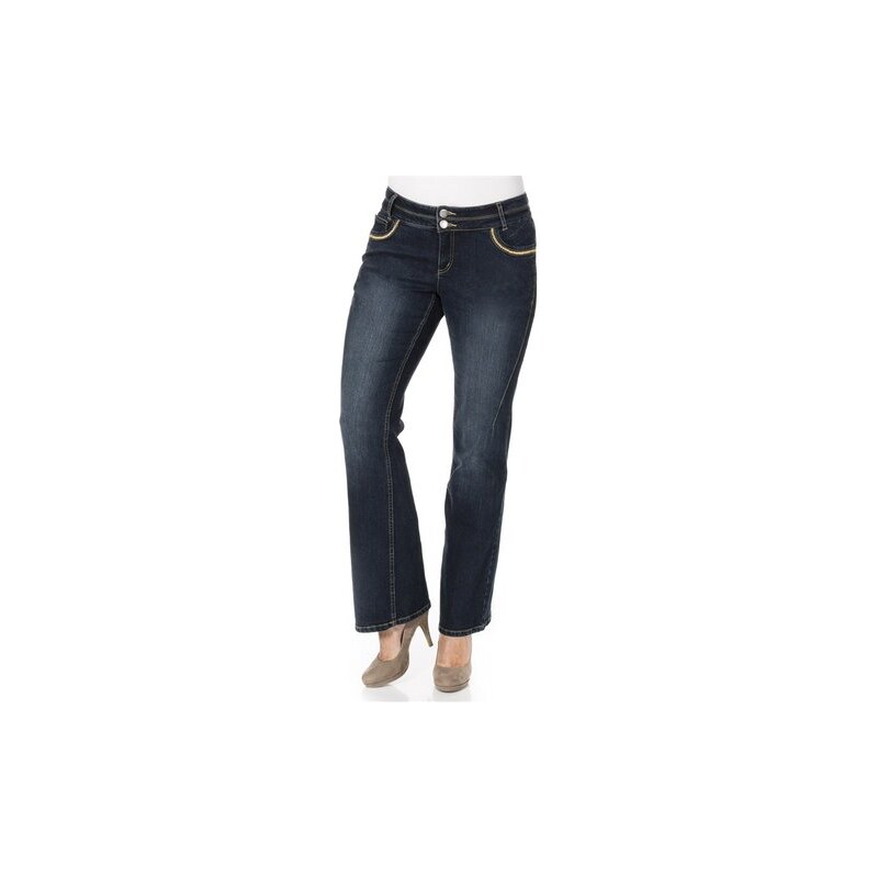 Damen Denim Bootcut-Stretch-Jeans mit Used-Effekten SHEEGO DENIM blau 21,22,23,24,25,88,92,96,100,104