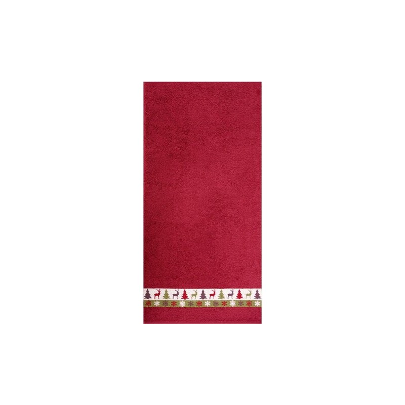 Dyckhoff Badetuch Hirsch mit weihnachtlicher Bordüre rot 1x 70x140 cm