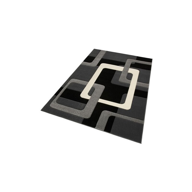 MY HOME Teppich Maxim handgearbeiteter Konturenschnitt schwarz 1 (B/L: 60x90 cm),2 (B/L: 70x140 cm),3 (B/L: 120x170 cm),4 (B/L: 160x230 cm),5 (B/L: 200x200 cm),6 (B/L: 200x290 cm),7 (B/L: 240x320 cm)