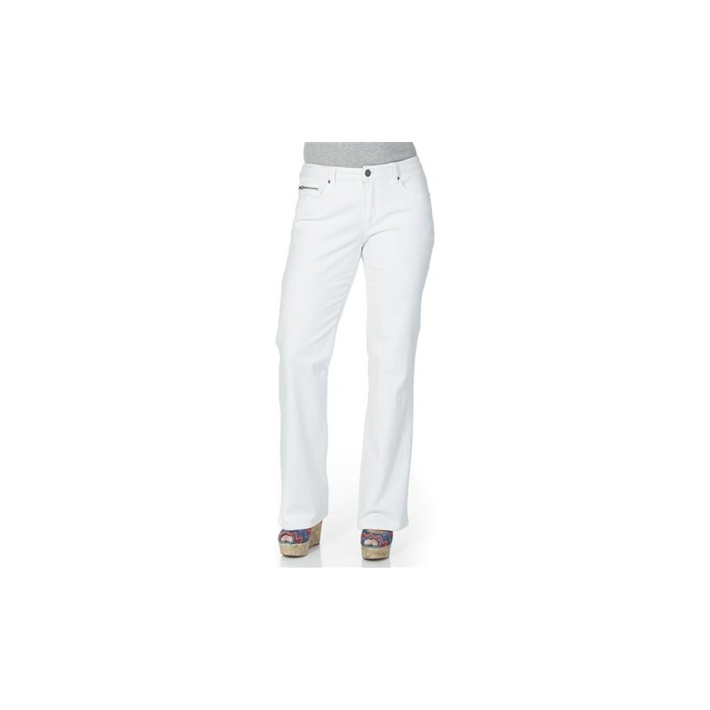 Damen Denim Bootcut-Stretch-Jeans im Used-Look SHEEGO DENIM weiß 21,22,23,24,25,88,92,96,100,104