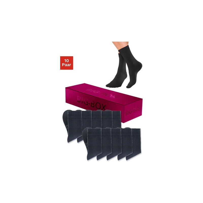 Socken in der Big-Box (10 Paar) mit druckfreiem Bündchen Baur schwarz 35-38,39-42