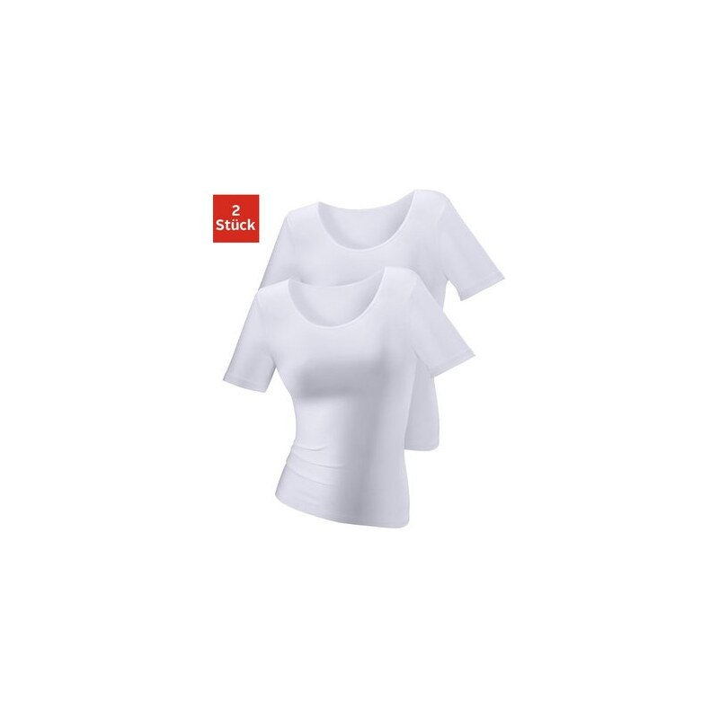 T-Shirt aus Baumwolle im 1er oder im 2er Pack Lascana weiß 32/34,44/46,48/50