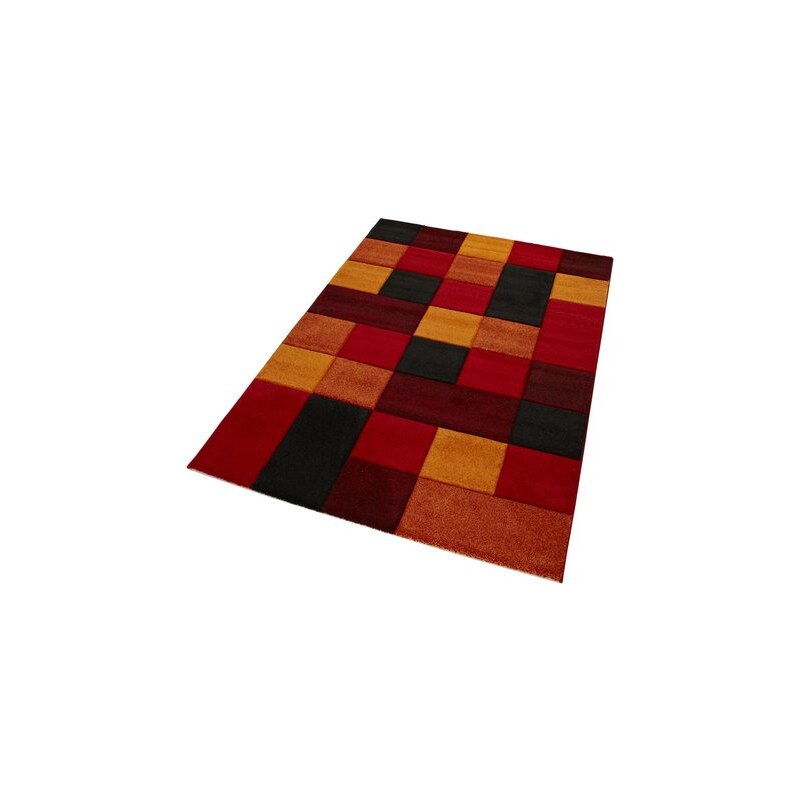 Teppich Merinos DRONNE handgearbeiteter Konturenschnitt gewebt MERINOS rot 2 (B/L: 80x150 cm),3 (B/L: 120x170 cm),4 (B/L: 160x230 cm),6 (B/L: 200x290 cm)