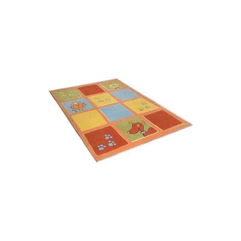 Teppich Lustige Haustiere handgearbeitet THEKO orange 2 (B/L: 100x160 cm),3 (B/L: 120x180 cm)