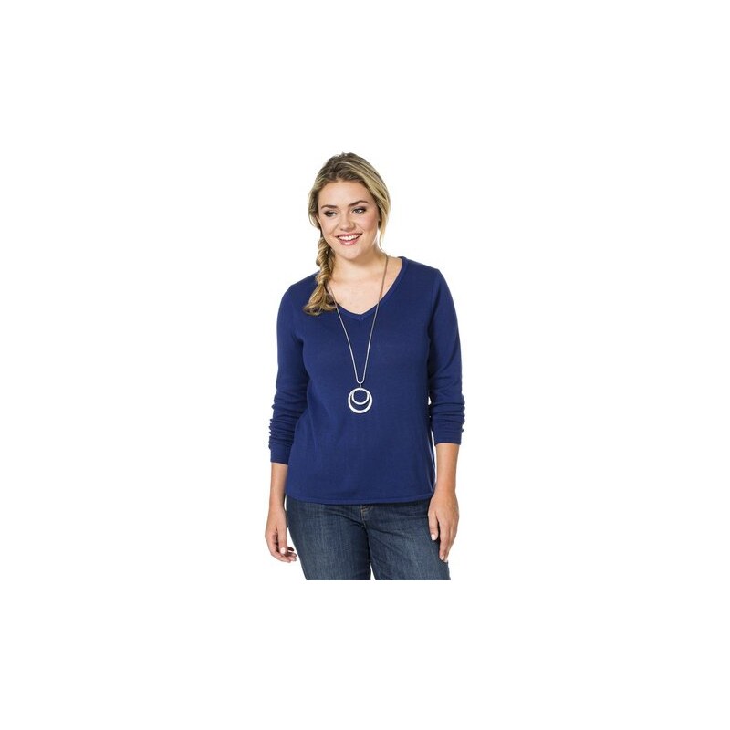Damen Casual V-Pullover als unverzichtbares Basic SHEEGO CASUAL blau 40/42,44/46,48/50,52/54,56/58