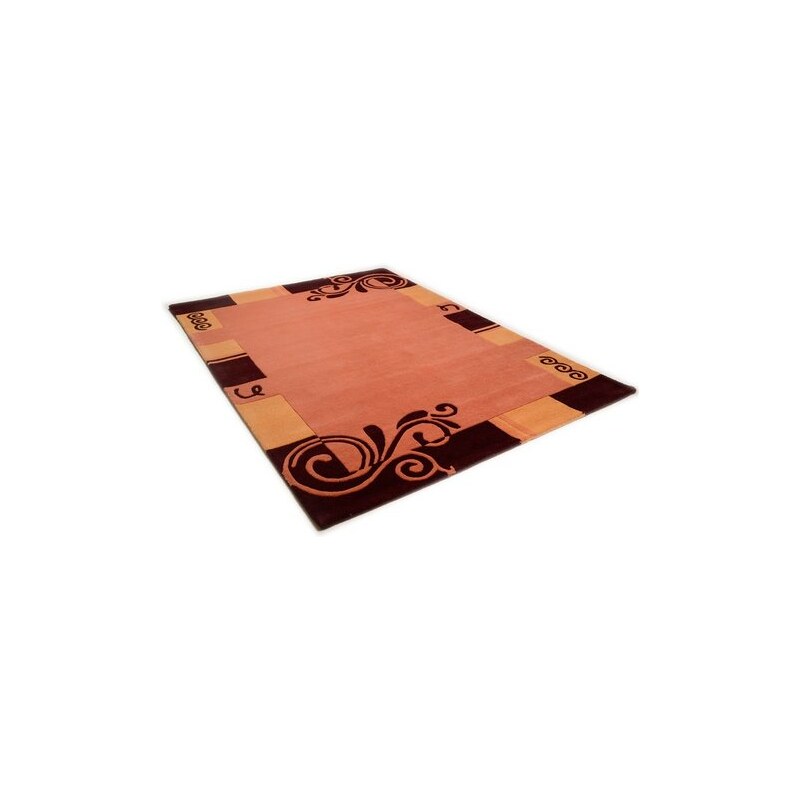 Teppich Hawai 6188 handgearbeiteter Konturenschnitt handgetuftet reine Schurwolle THEKO orange 1 (B/L: 50x80 cm),10 (Ø 190 cm),2 (B/L: 70x140 cm),3 (B/L: 120x180 cm),4 (B/L: 160x230 cm),5 (B/L: 200x20