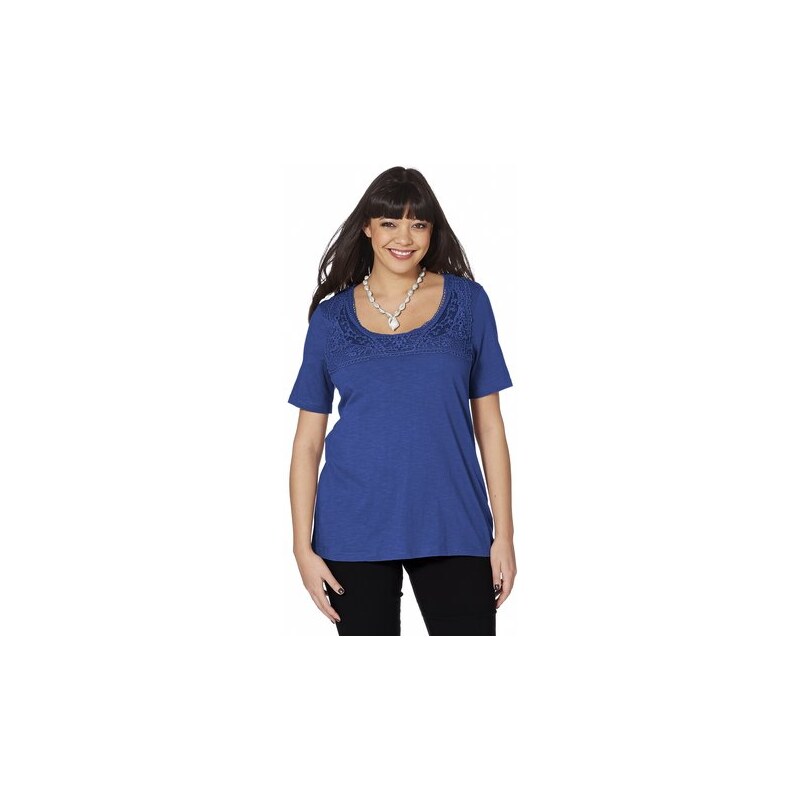 SHEEGO STYLE Damen Style T-Shirt mit Spitzenbesatz blau 40/42,44/46,48/50,52/54