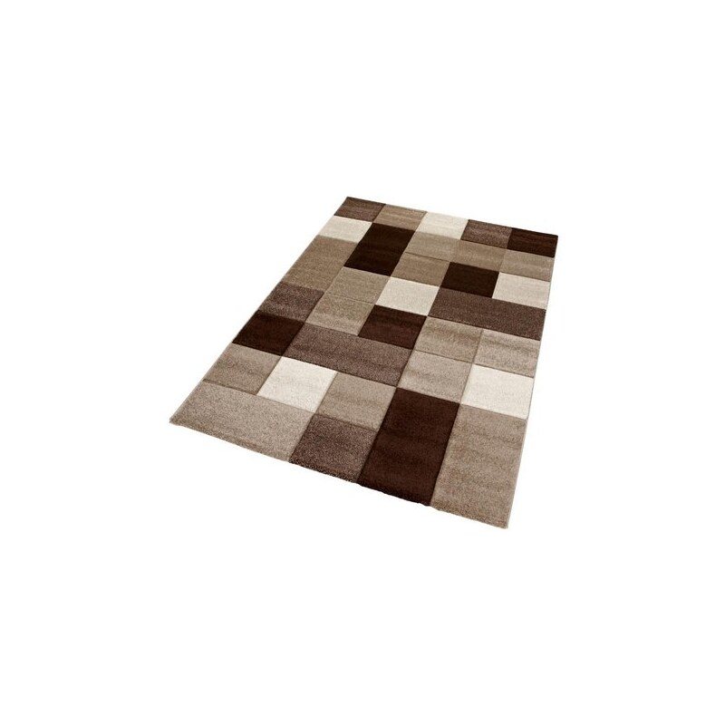 MERINOS Teppich Merinos DRONNE handgearbeiteter Konturenschnitt gewebt braun 2 (B/L: 80x150 cm),3 (B/L: 120x170 cm),4 (B/L: 160x230 cm),6 (B/L: 200x290 cm)