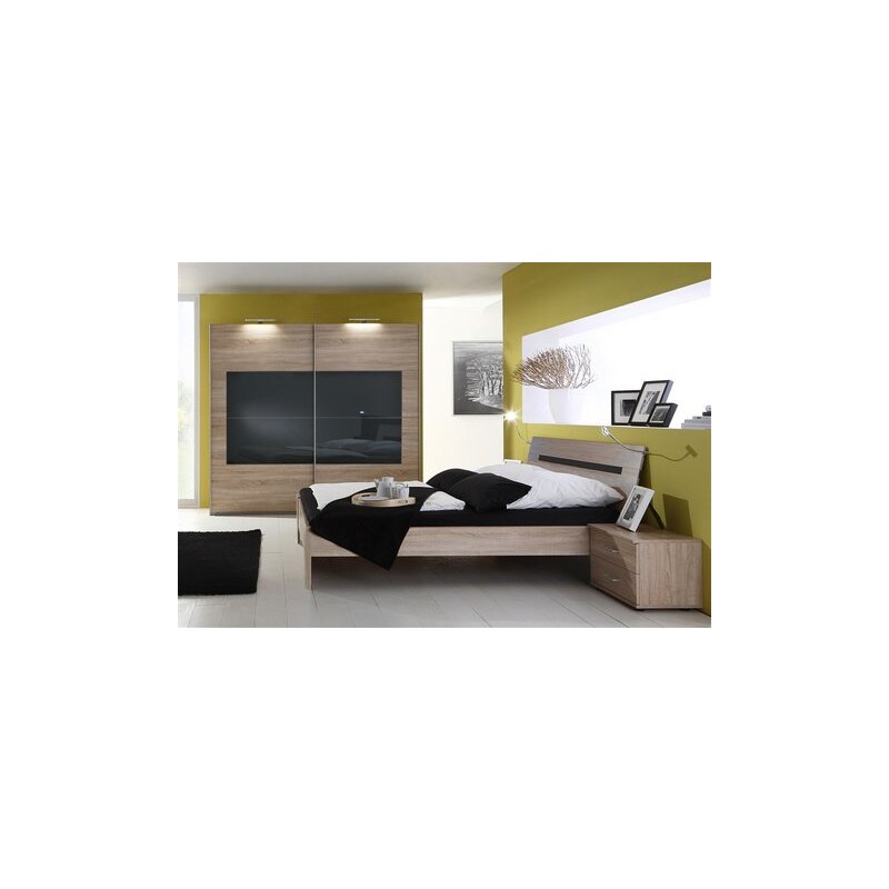 Schlafzimmer-Set (4-tlg.) wimex struktureichefarben hell/Grauglas
