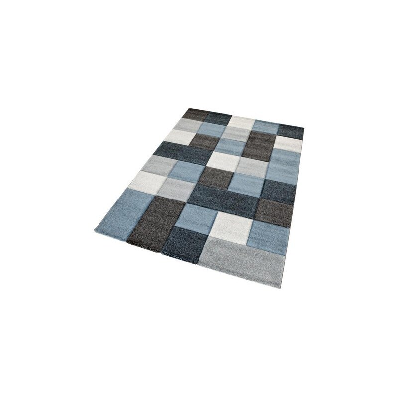 Teppich Merinos DRONNE handgearbeiteter Konturenschnitt gewebt MERINOS blau 2 (B/L: 80x150 cm),3 (B/L: 120x170 cm),4 (B/L: 160x230 cm),6 (B/L: 200x290 cm)