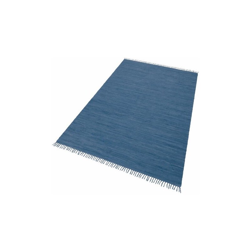 Teppich Handweb Uni handgewebt reine Baumwolle Collection HOME AFFAIRE COLLECTION blau 1 (B/L: 60x90 cm),2 (B/L: 70x140 cm),3 (B/L: 120x180 cm),4 (B/L: 160x230 cm),5 (B/L: 90x160 cm),6 (B/L: 190x290 c