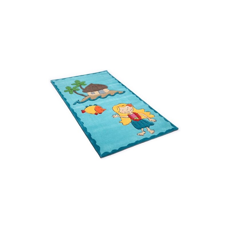 THEKO Kinder-Teppich Lisa handgearbeitet grün 2 (B/L: 80x150 cm)