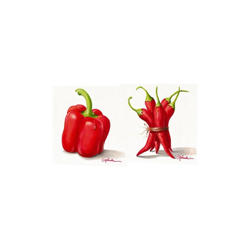 PREMIUM PICTURE Wandbild-Set Paprika und Peperoni (2tlg.) rot