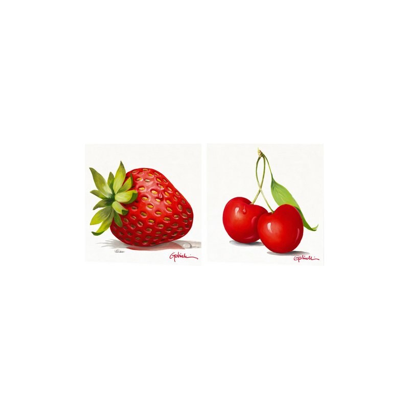 Wandbild-Set Erdbeere und Kirsche (2tlg.) PREMIUM PICTURE rot