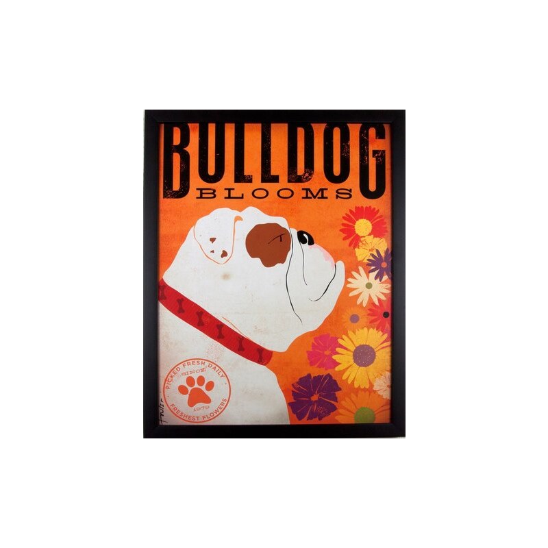 gerahmter Kunstdruck Happy Bulldog 33/43 cm HOME AFFAIRE rot
